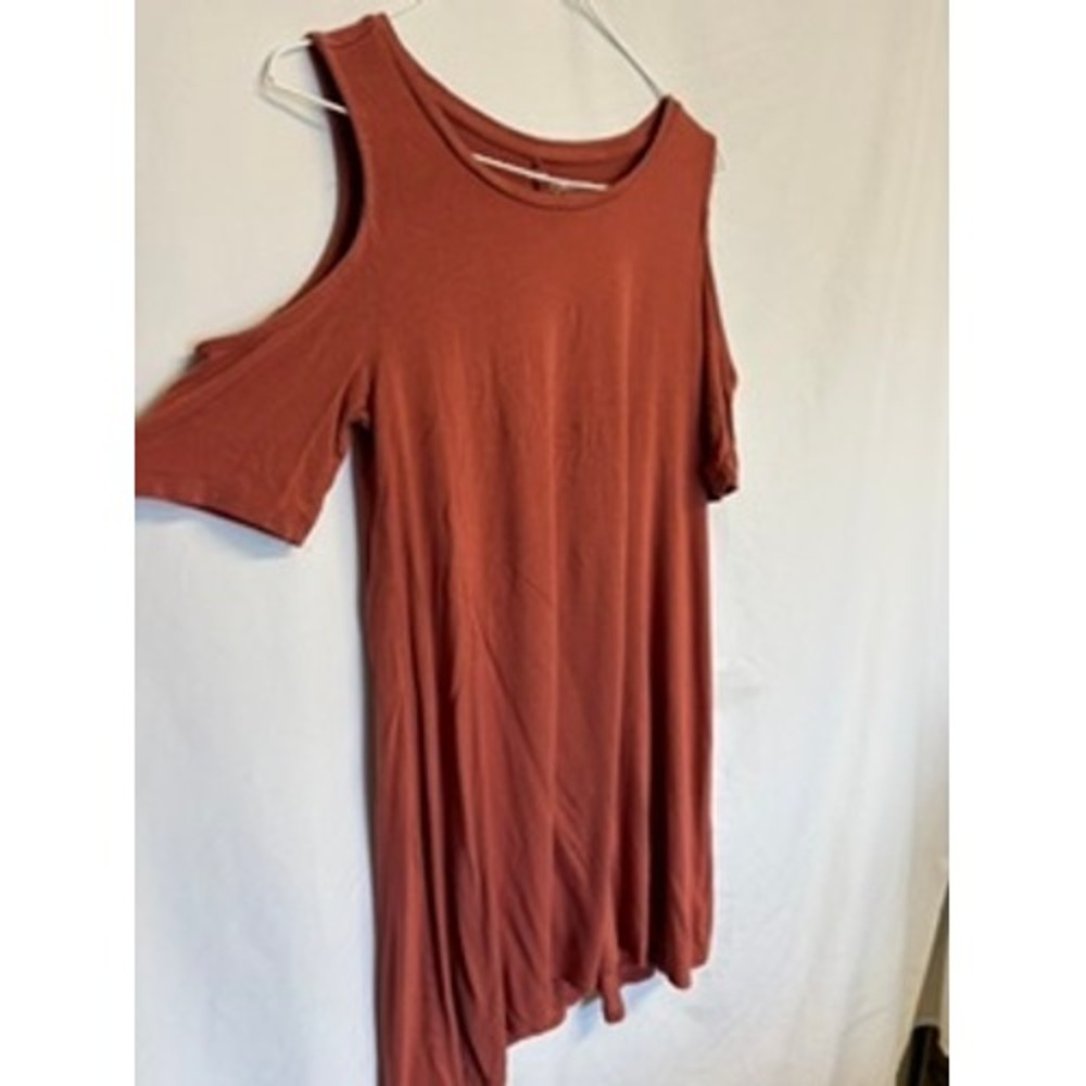 Arizona Jean Co Rust Orange Cold Shoulder T-Shirt Dress Womens Medium Sexy